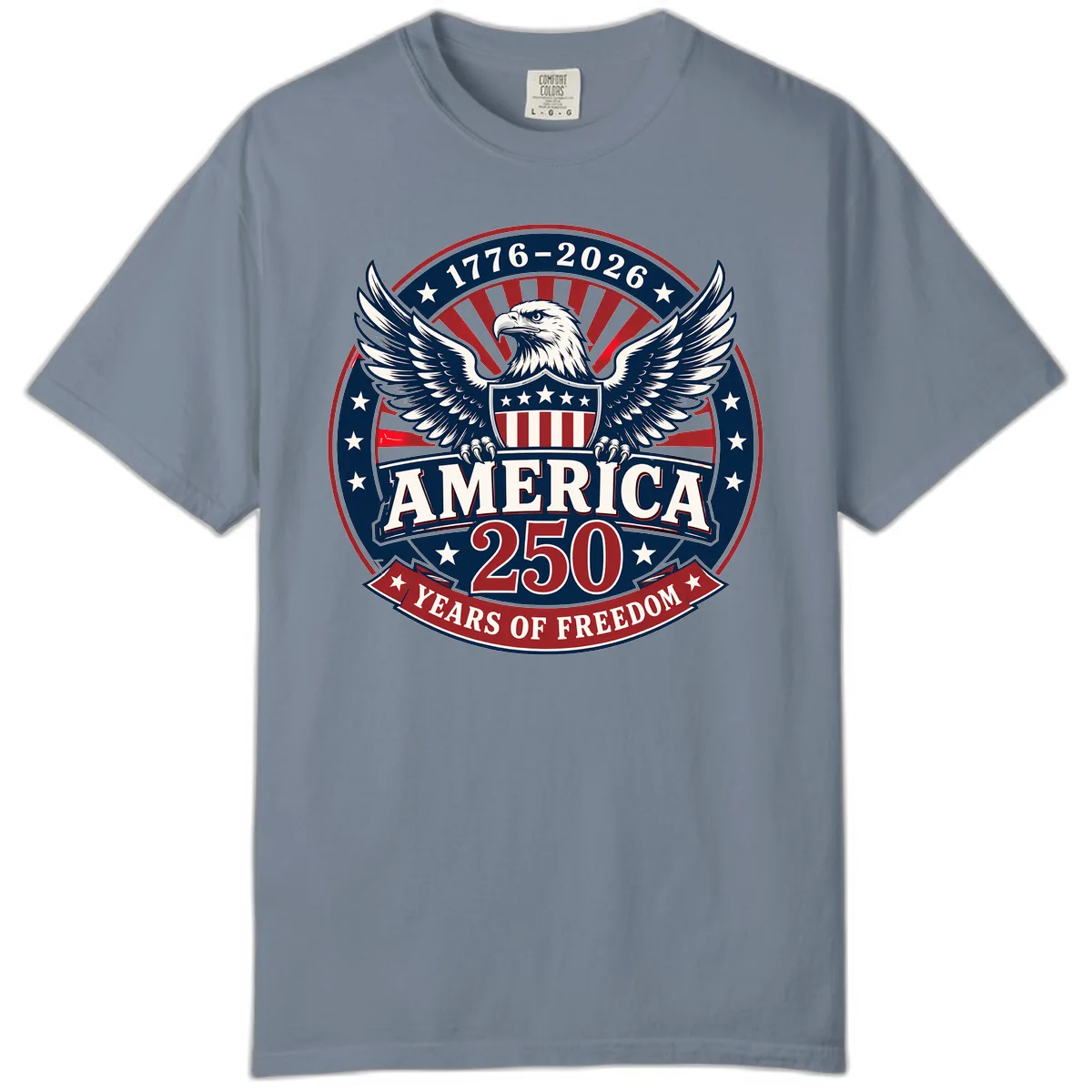 America 250 Years Of Freedom Celebration Comfort Color in Blue Jean